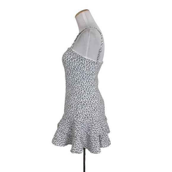 Princess Polly Tiered Ruffle Mini Dress Square Neck Spaghetti Strap Blue White - Picture 6 of 15